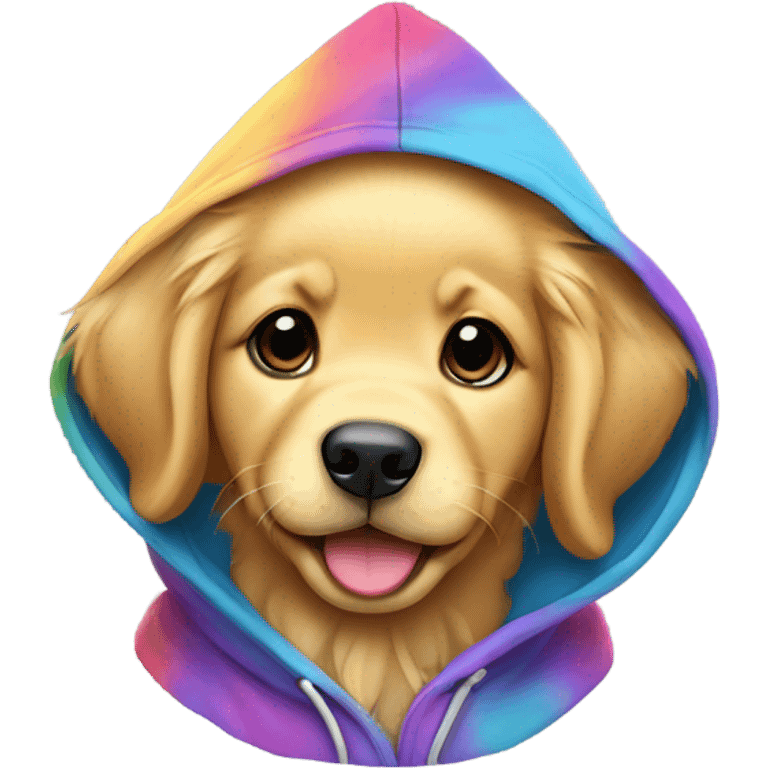 Happy Golden retriever puppy wearing hoodie  emoji