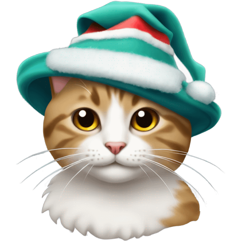 Gato hermoso con un gorro de navidad emoji