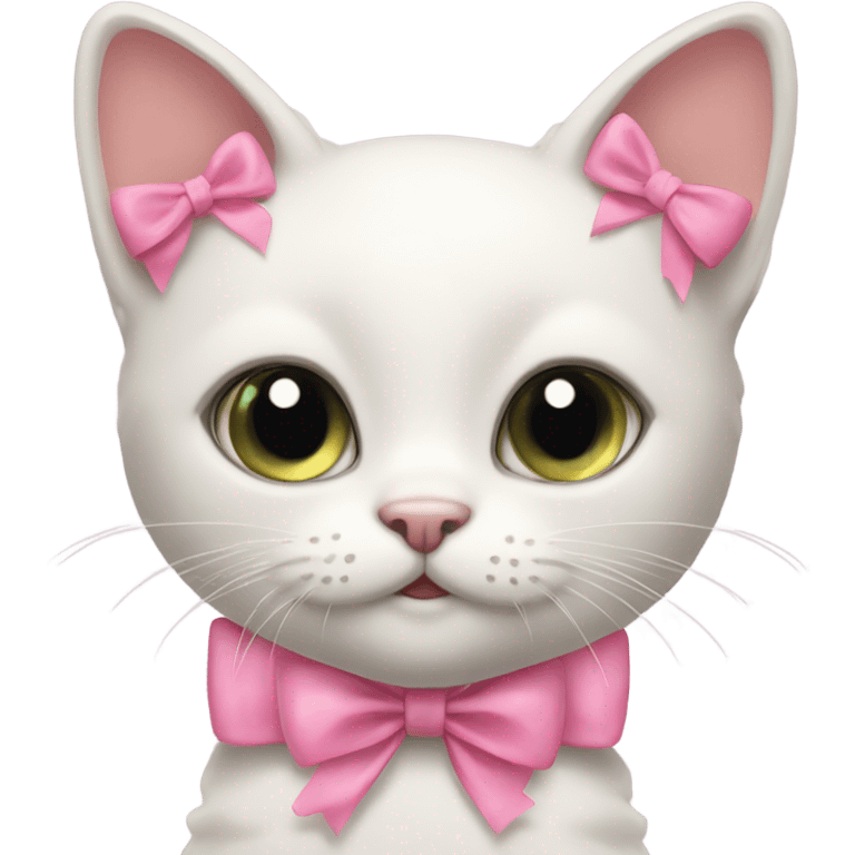 cute cat with pink bow emoji