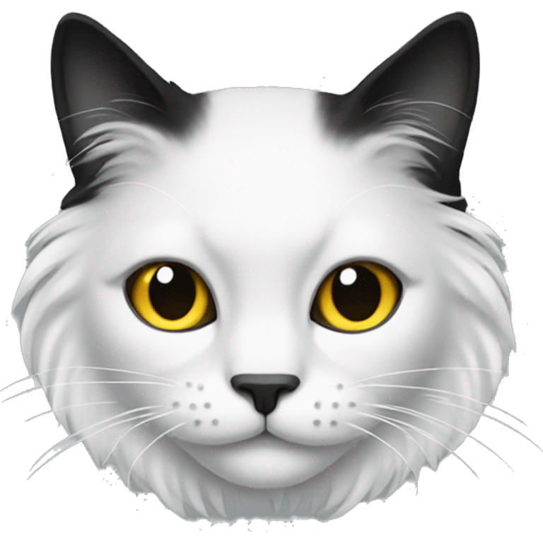 black cat long haired with muzzle half white emoji