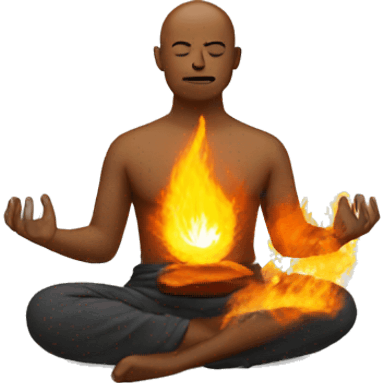 Create an emoji with a man meditating in fire emoji