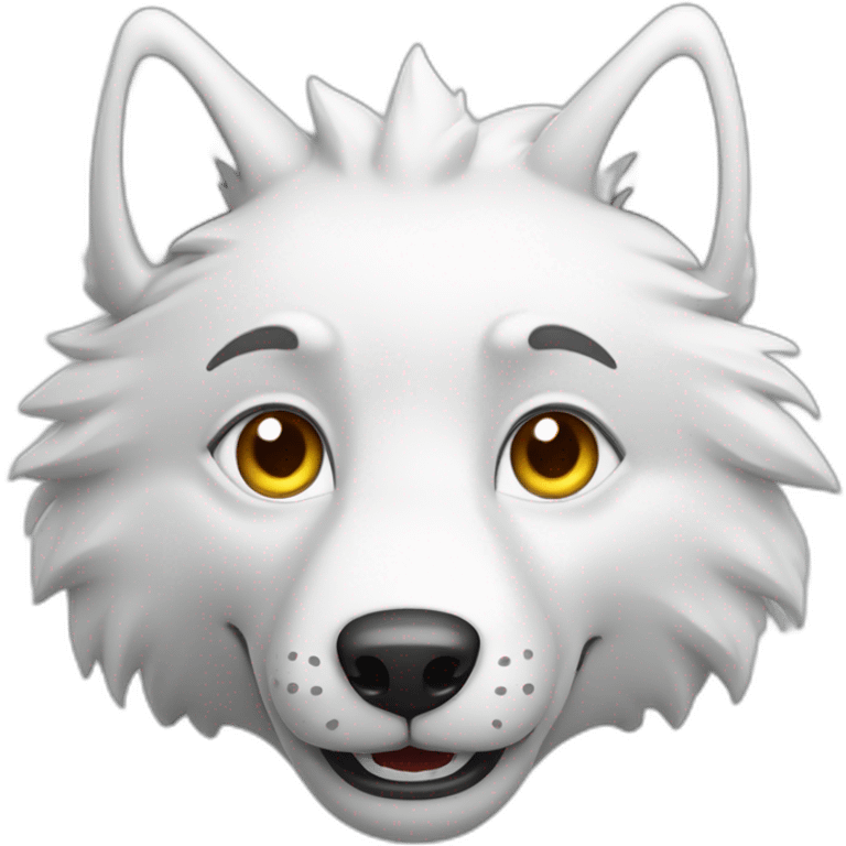 Loup blanc sourire en coin emoji