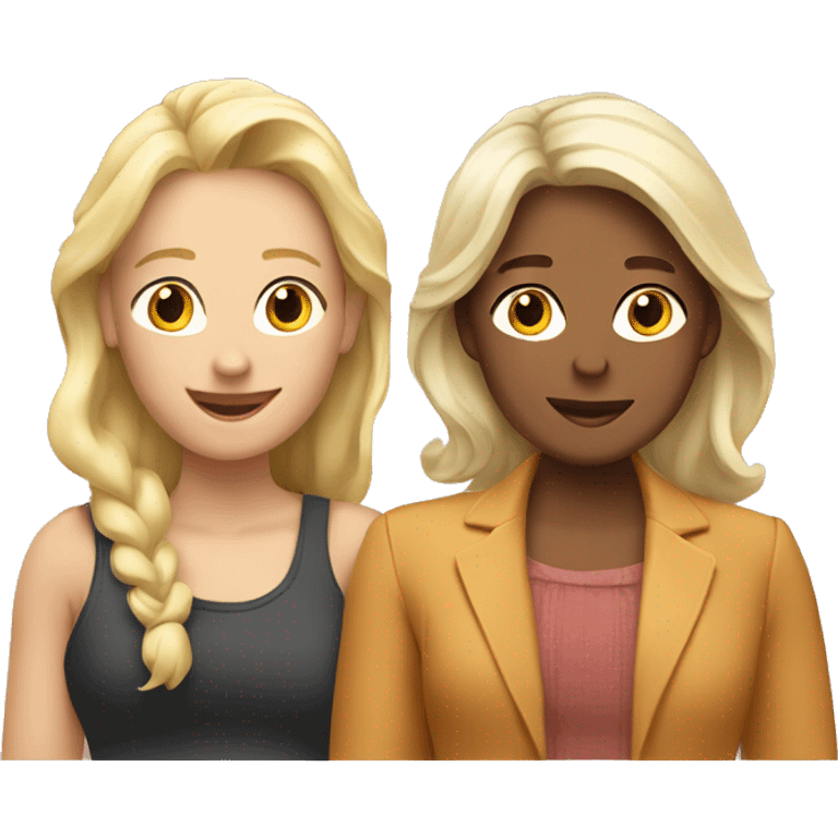 two lesbians: one is older, femme and blond. Another is younger  emoji