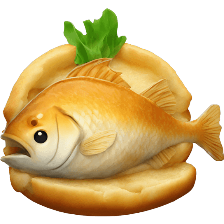 Battered Fish in a teacake emoji