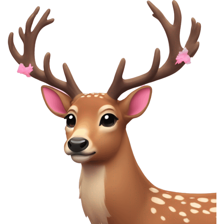 Deer aesthetic with pink pow around neck emoji