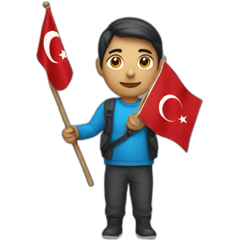 Person holding Turkish flag emoji