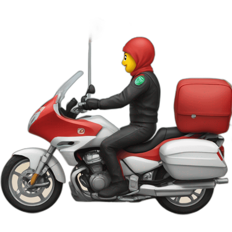 quelqu'un sur une moto avec le drapeau du Maroc derrière emoji