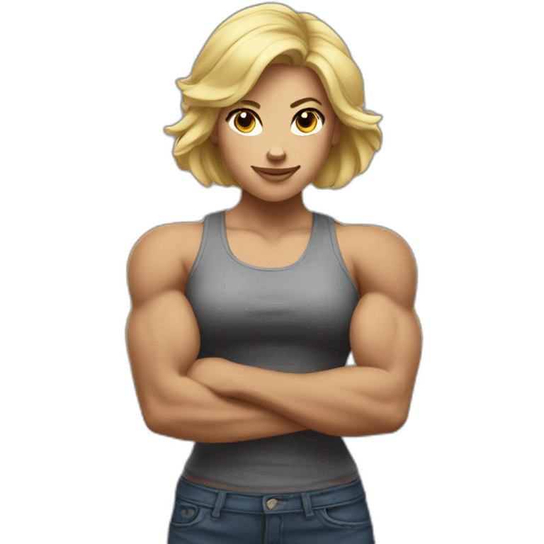 Strong muscle arm blonde girl emoji