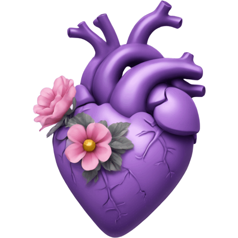 light purple anatomical heart with flower emoji