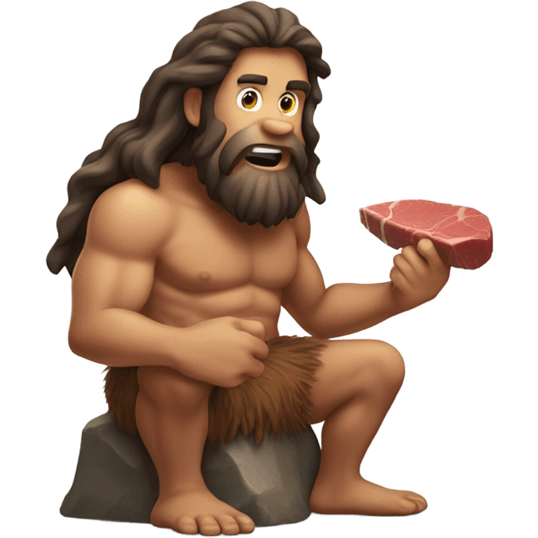 Caveman eating steak emoji