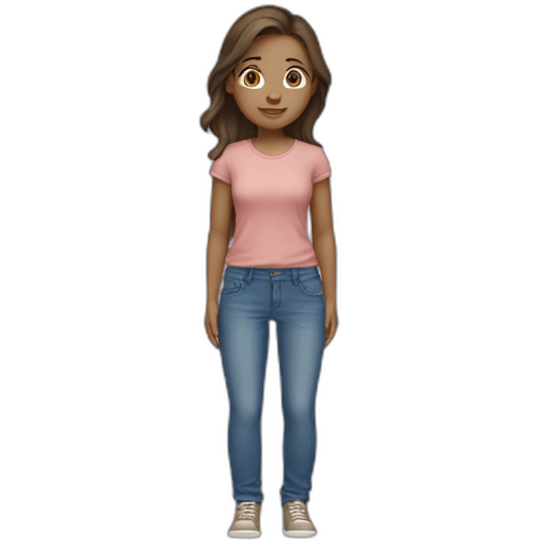 Girl with brown hair, light skin and blue eyes and baggy jeans  emoji