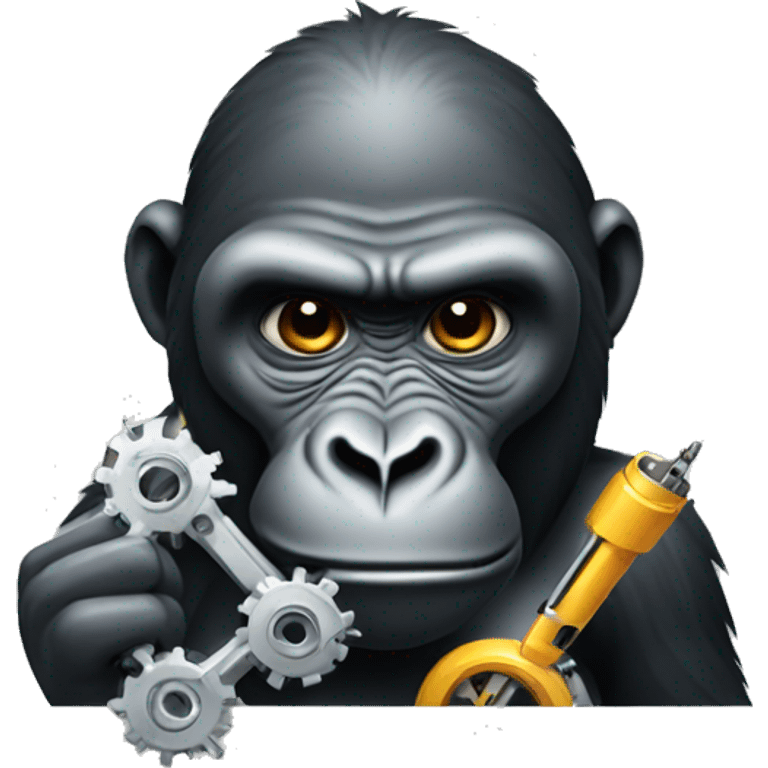 A gorilla holding a mechanical device emoji