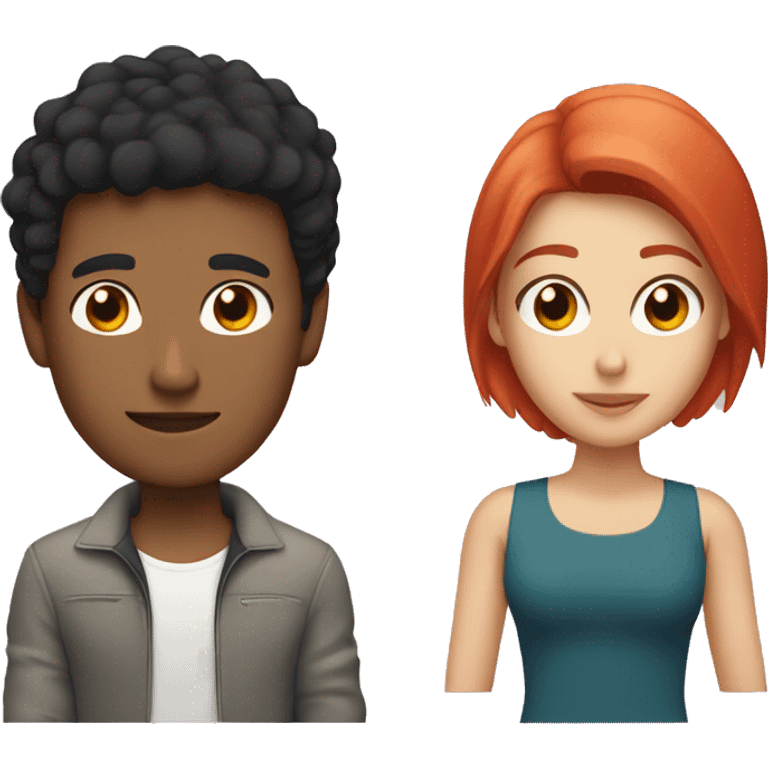 a young latino gay man with short black hair and a white woman with long red hair emoji