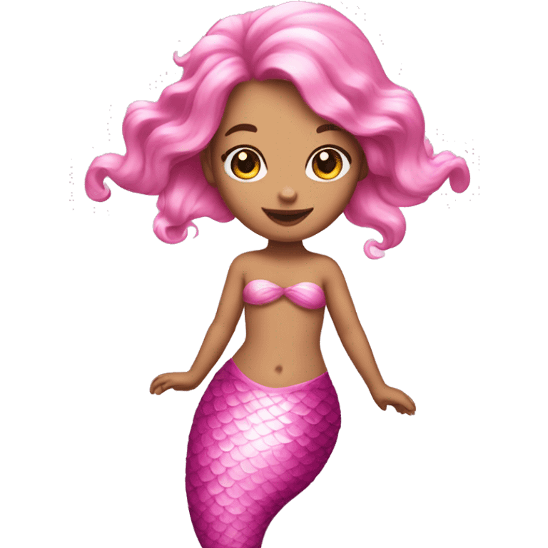 Pink mermaid with pink hair pink tail  emoji