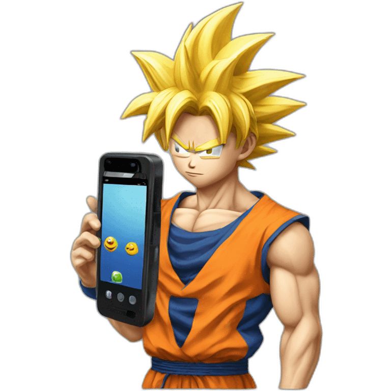 Goku holding a phone emoji