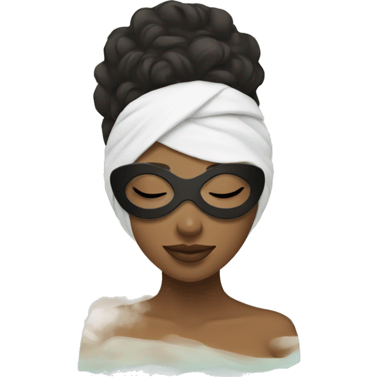 girl with mask relaxing spa emoji