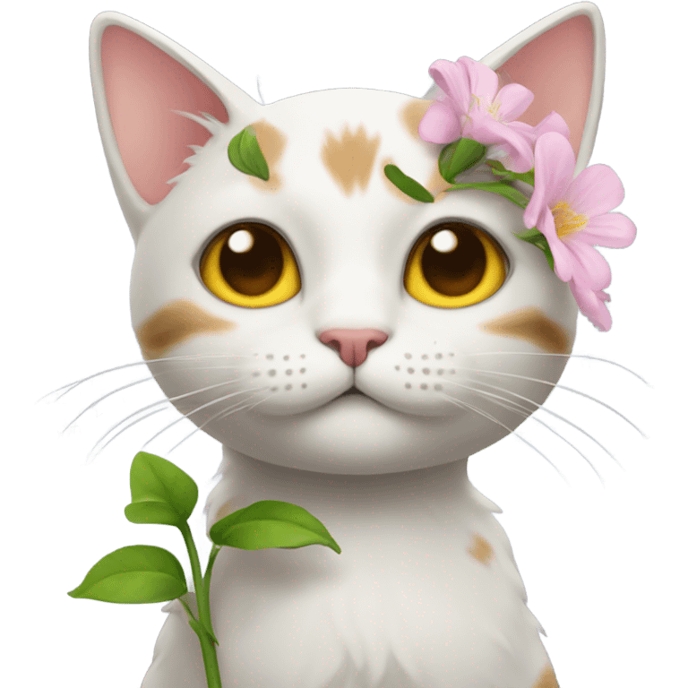 Cat with flower emoji