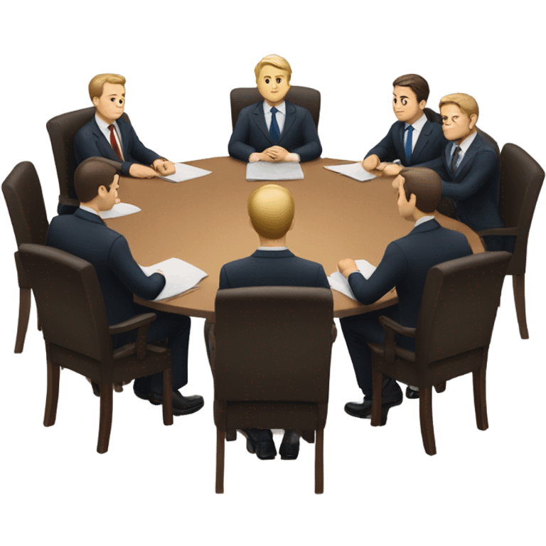 6 Caucasian men in suits sitting at a round table emoji