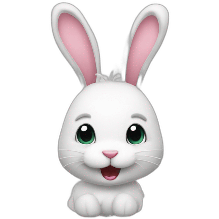 Cute crazy white bunny emoji