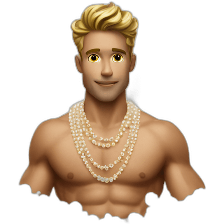 Posh-muscle-boy-pearl-necklace-in-golden-bathtub emoji