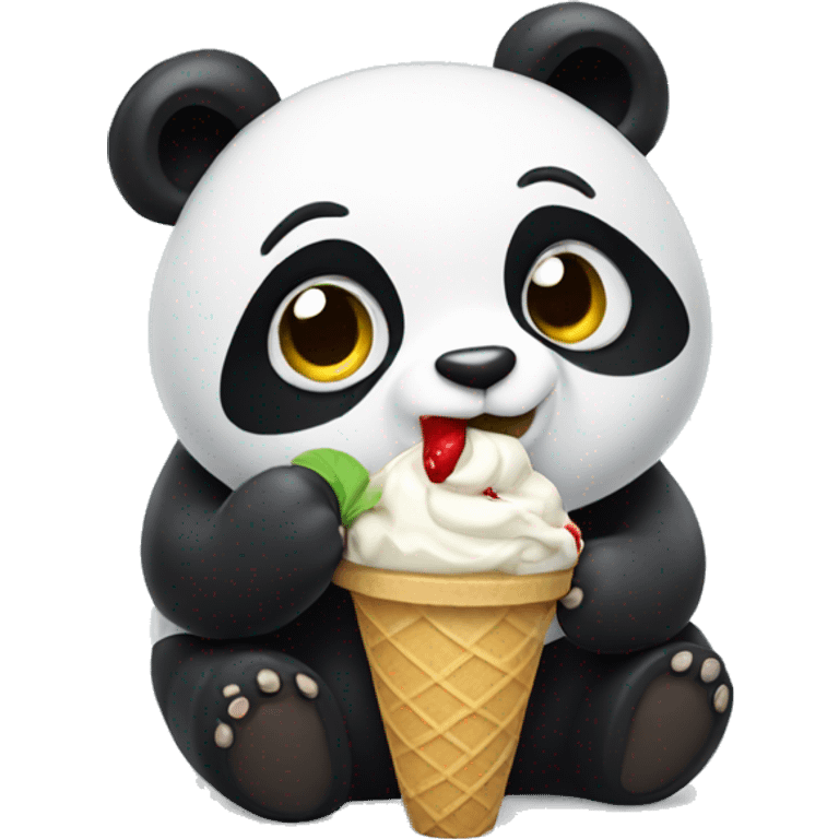 Panda eating ice cream emoji