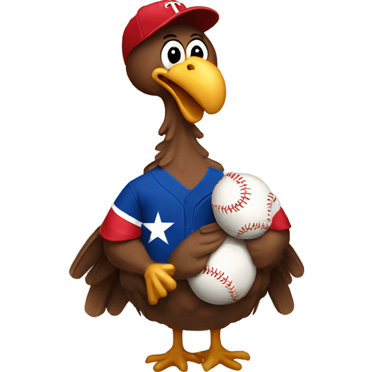 Turkey with baseball texas rangers jersey emoji