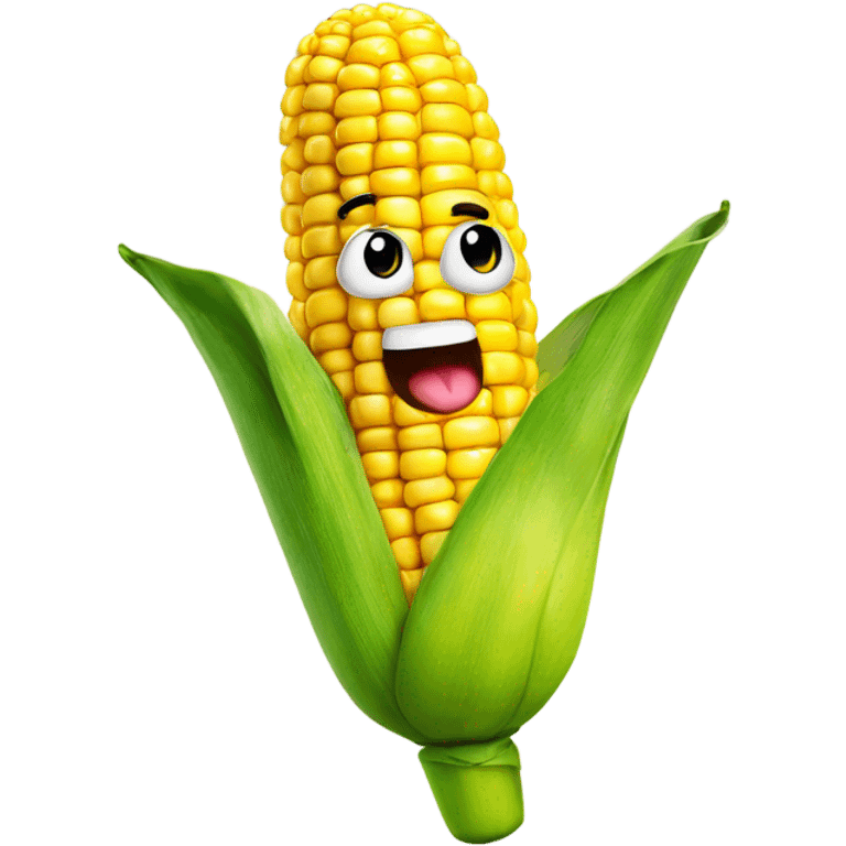 corn on the cob holding a phone emoji