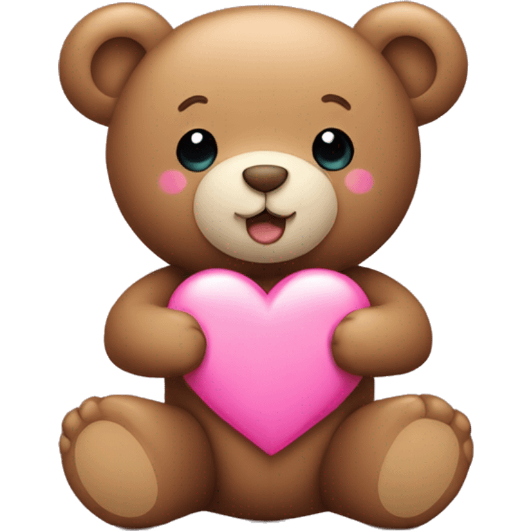 Teddy bear with small pink heart in his arms  emoji