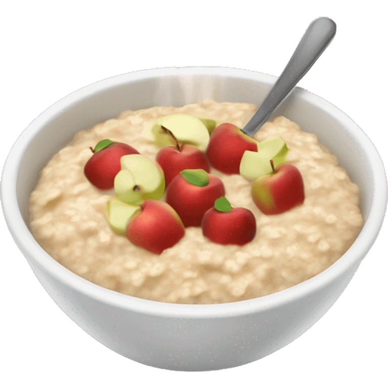 Steamy bowl of oatmeal with apples emoji