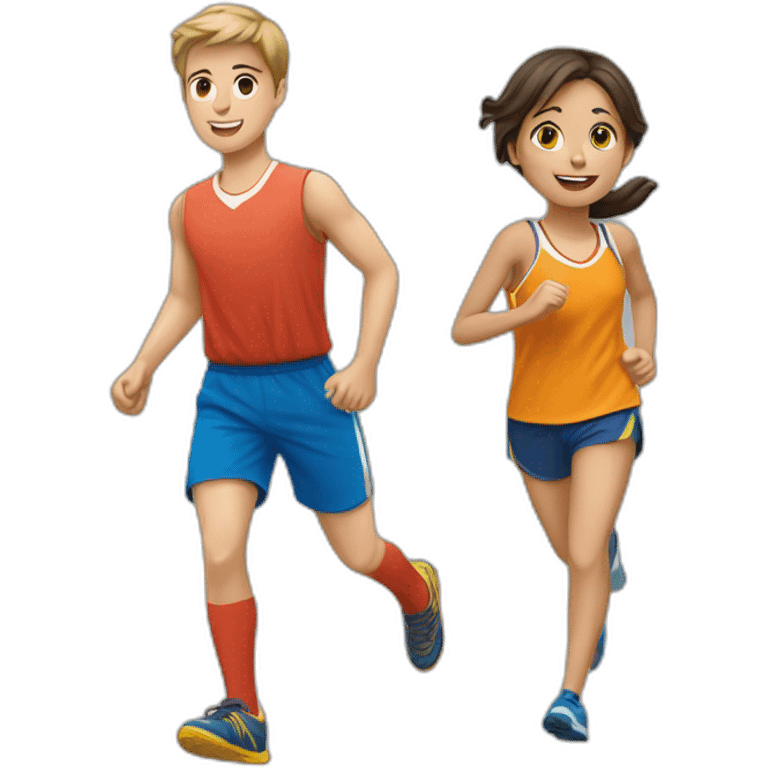 une fille et un garçon faisant du sport  emoji