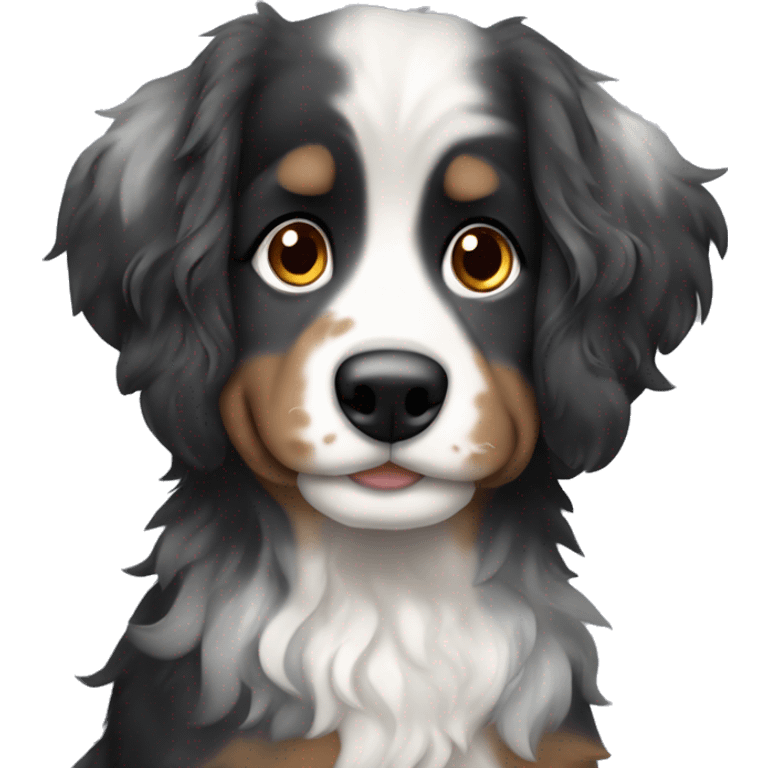 Long-haired black merle puppy  emoji