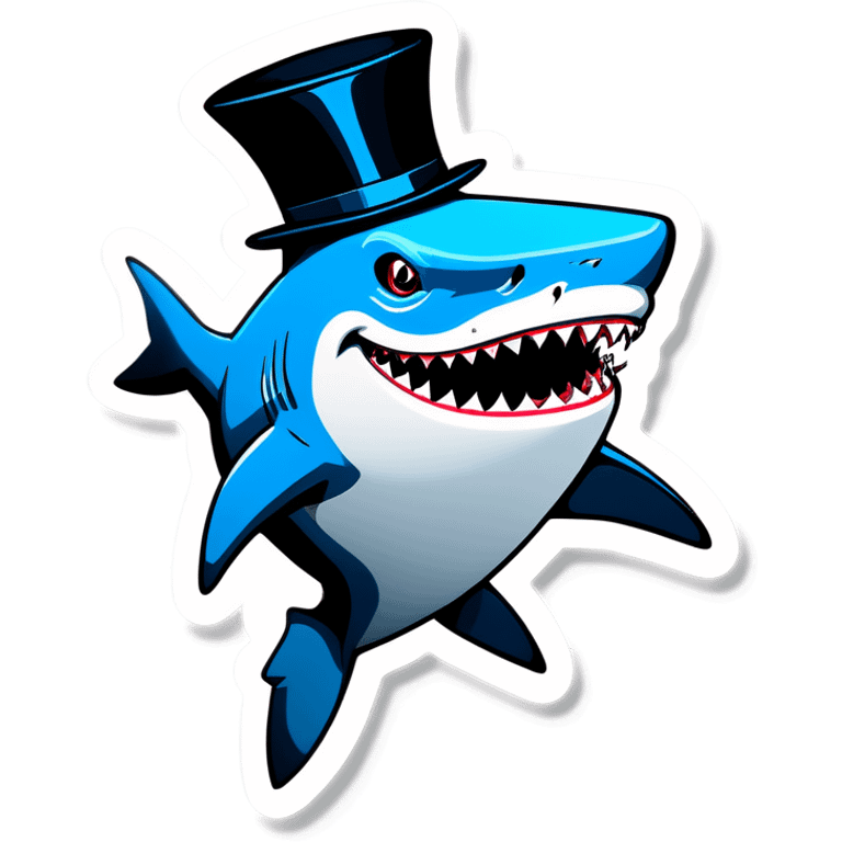 Shark with a top hat emoji