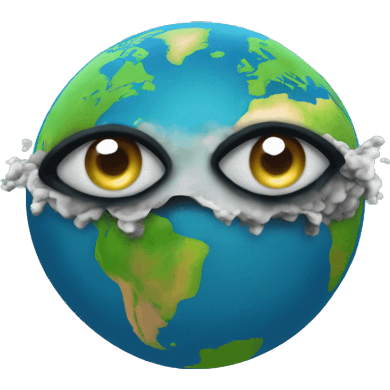 earth with pollution adverse effects with message written down to save earth and eyes and mouth emoji