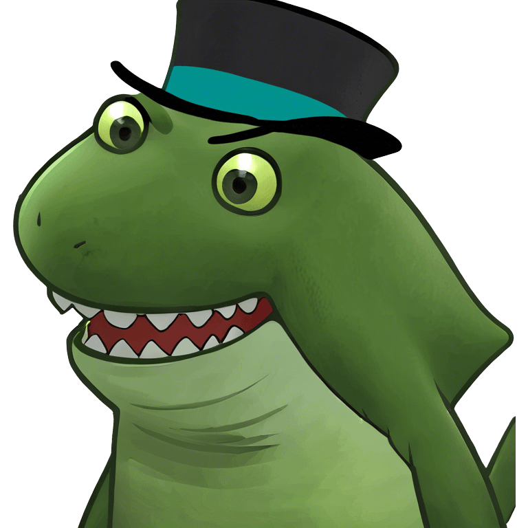 Shark with a top hat emoji