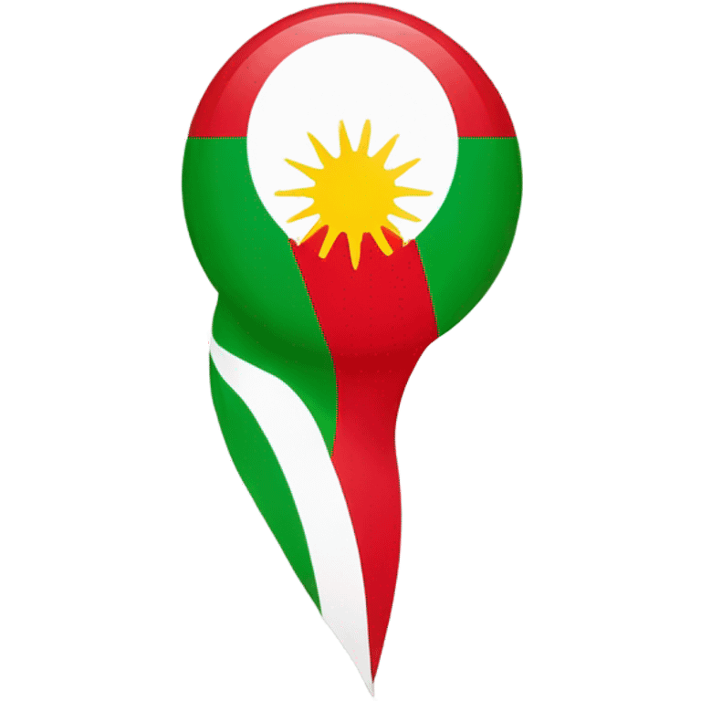 Kurdistan flag with red on top white in middle and green at bottom with a sun in middle emoji