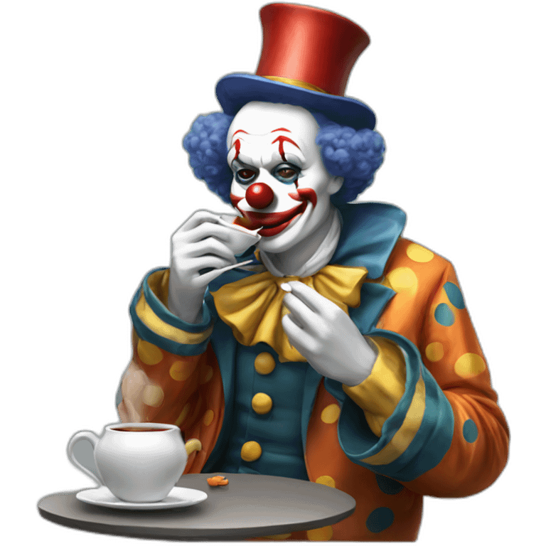 The clown drinks tea and smokes emoji