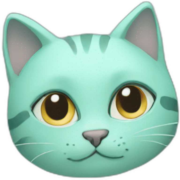 Turquoise cat with heart emoji