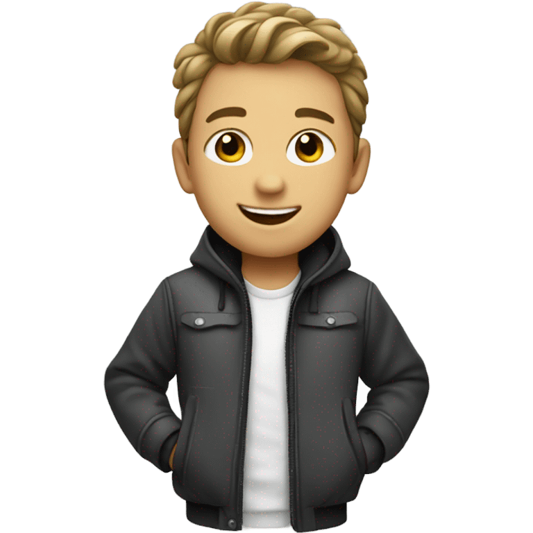 smiling boy in monochrome jacket emoji