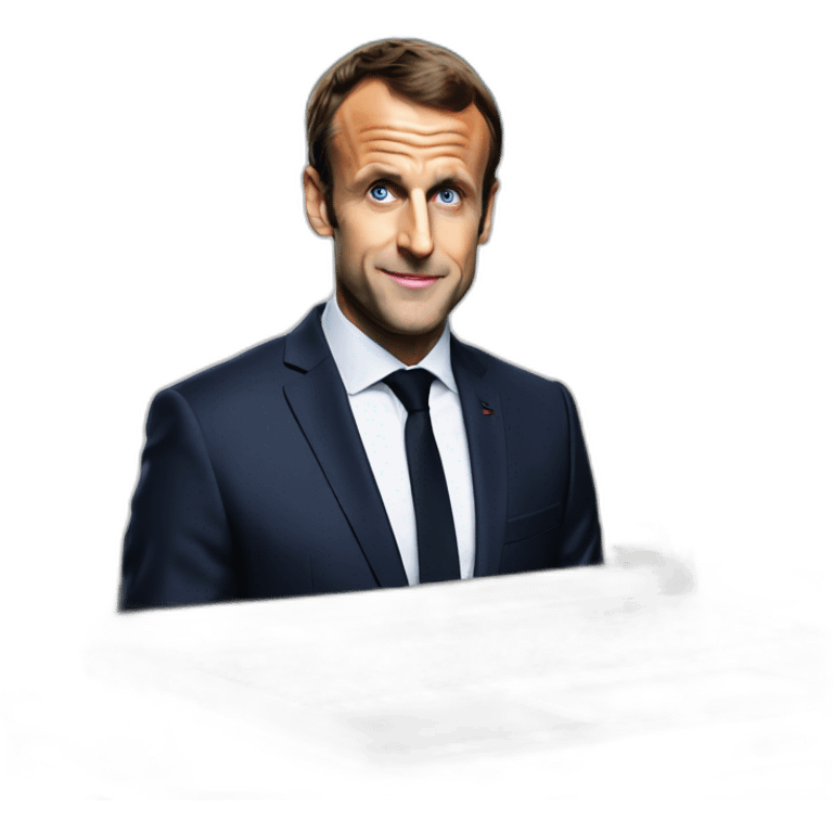 Emmanuel Macron who plays on a PC on the games Sons of the forest emoji