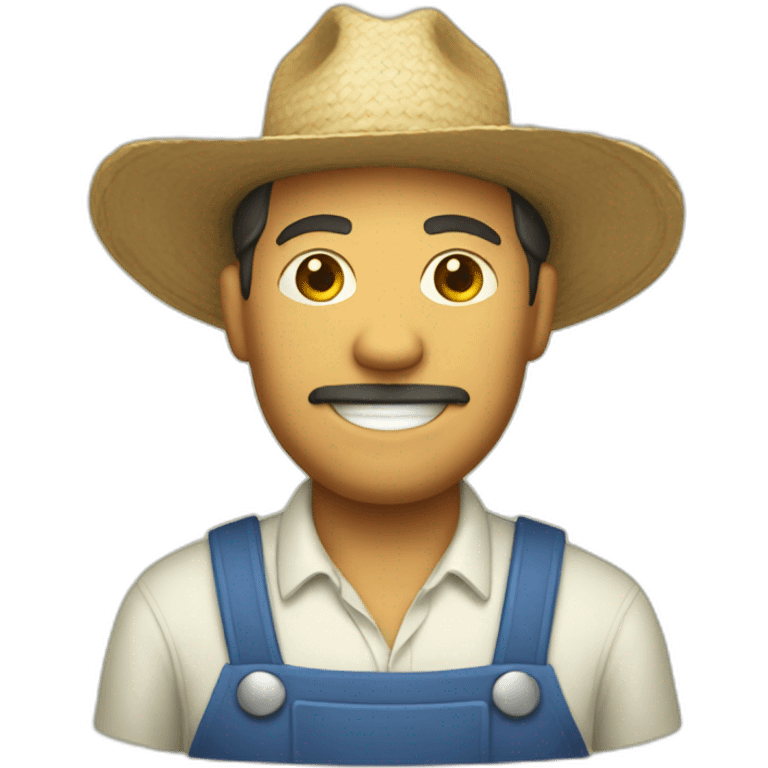 male farmer with hat and juice emoji