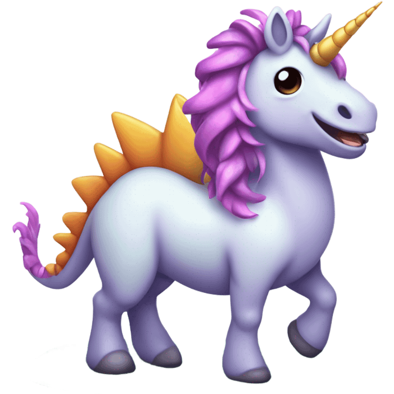 a cute unicorn with a dinosaur emoji