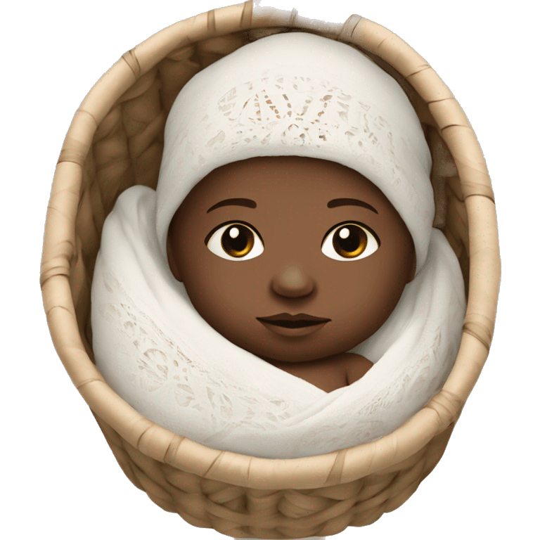 white skin newborn in boho cradle emoji