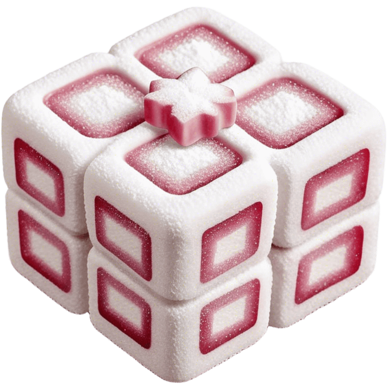 Turkish Delight Cinematic Realistic Turkish Delight Dessert Emoji, depicted as a single, delicate piece of Turkish delight dusted with powdered sugar, rendered with intricate textures and soft, inviting lighting. emoji