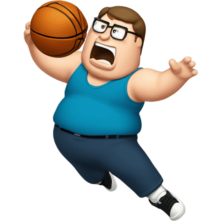 Peter griffin shooting a basketball while falling backwards  emoji