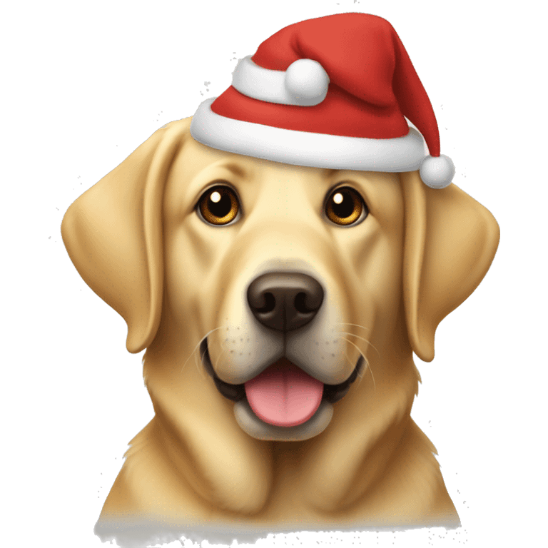 golden lab in a christmas hat emoji