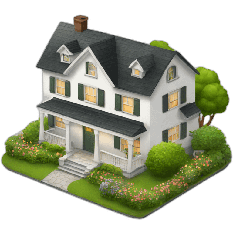 cozy white home with garden emoji