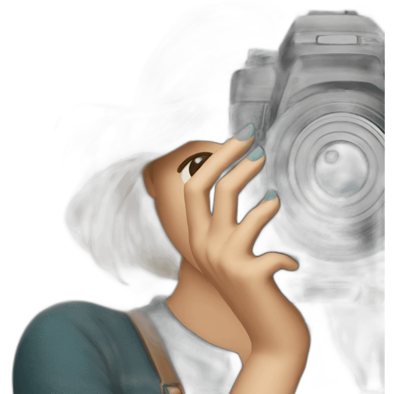 woman photographer camera covering face emoji