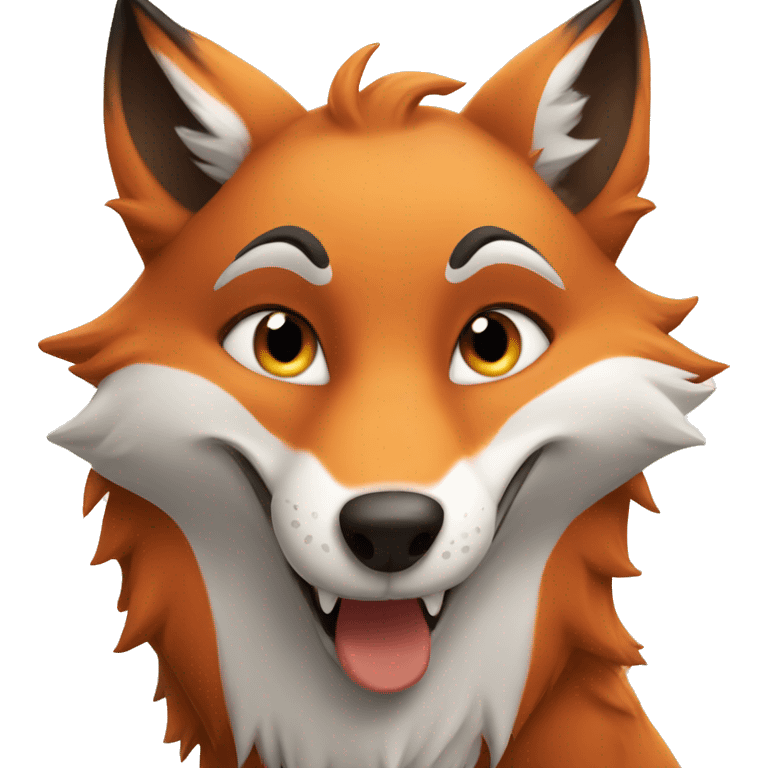 Smiling fox being kissed by wolf emoji