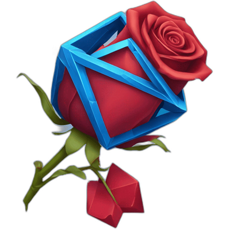 Broken Red Rose in blue octahedron emoji