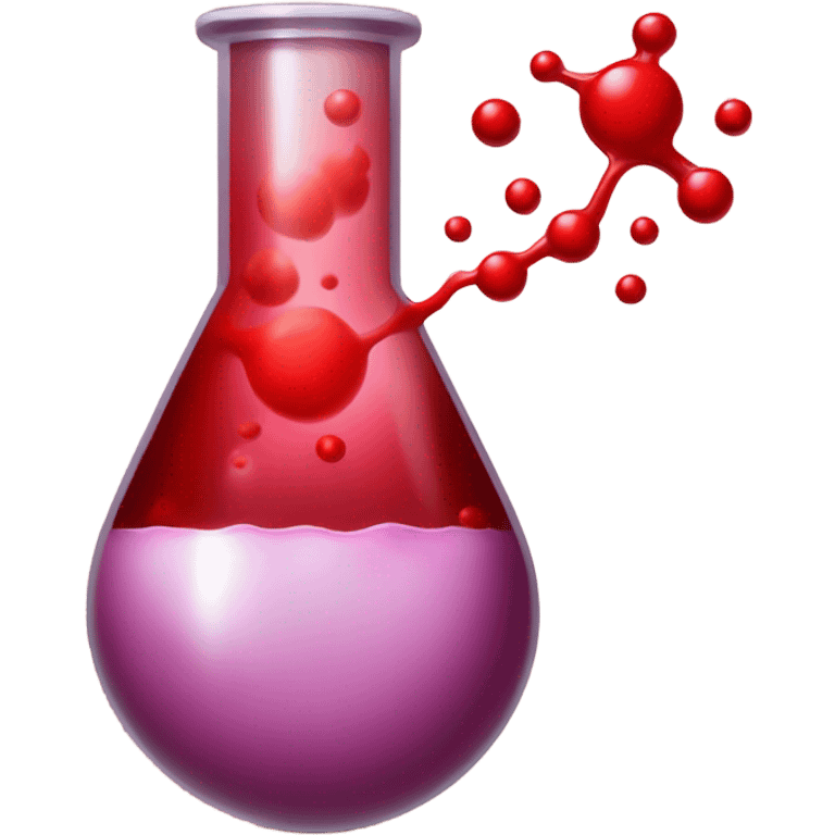 A chemical flask with blood inside and bubbles emoji